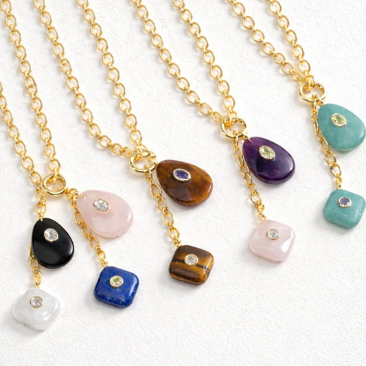 ✨Collar de Dúo de piedra: Natural elegancia en equilibrio ✨